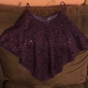 Purple Sequin Lace Crop Top